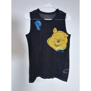 Disney Winnie the Pooh Mesh Knit Sleeveless Top or Swim Cover up Black  Size S